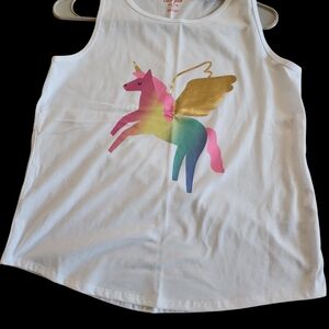 Cat & Jack Rainbow Unicorn Tank Top - White and Gold